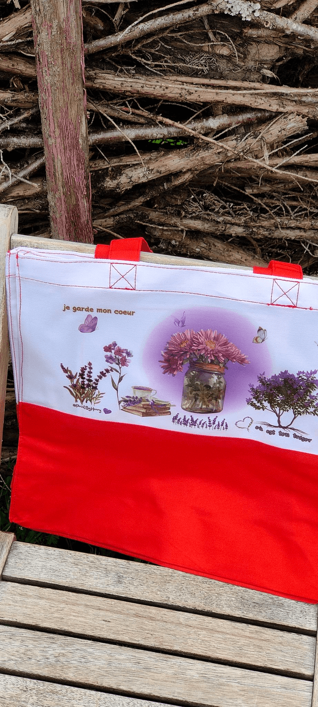 Sac cabas bicolore "Je garde mon coeur..." - PrintbyHenry