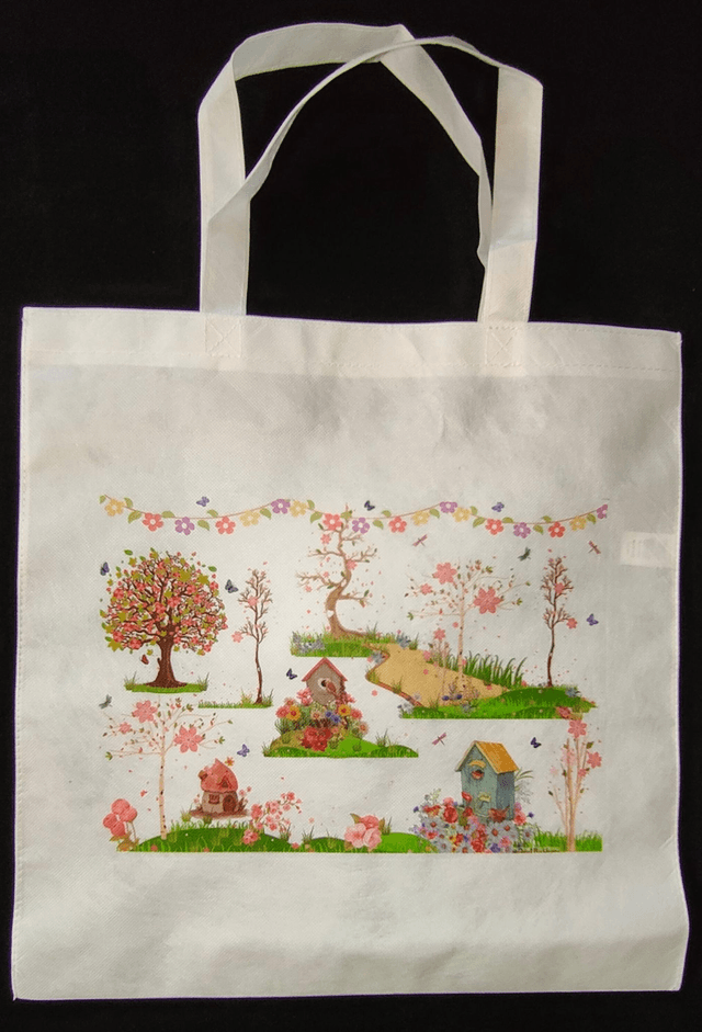 Sac cabas 36X39 cm intissé motif "Printemps" - PrintbyHenry