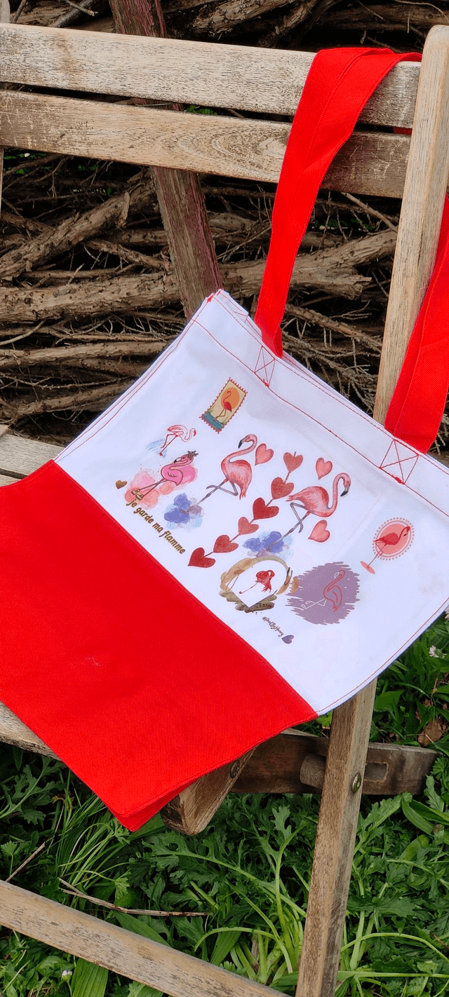 Sac cabas bicolore &quot;Flamant rose&quot; - PrintbyHenry