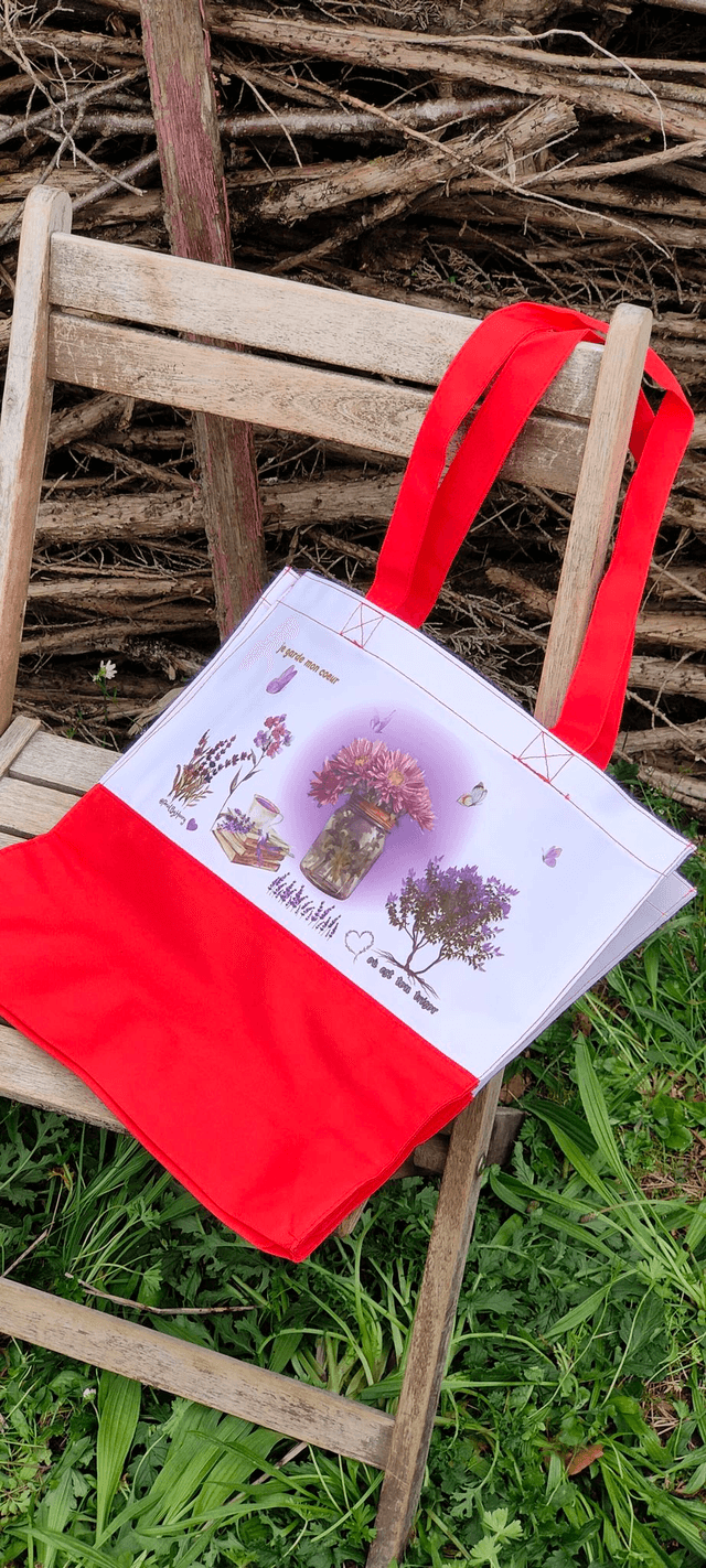 Sac cabas bicolore &quot;Je garde mon coeur...&quot; - PrintbyHenry