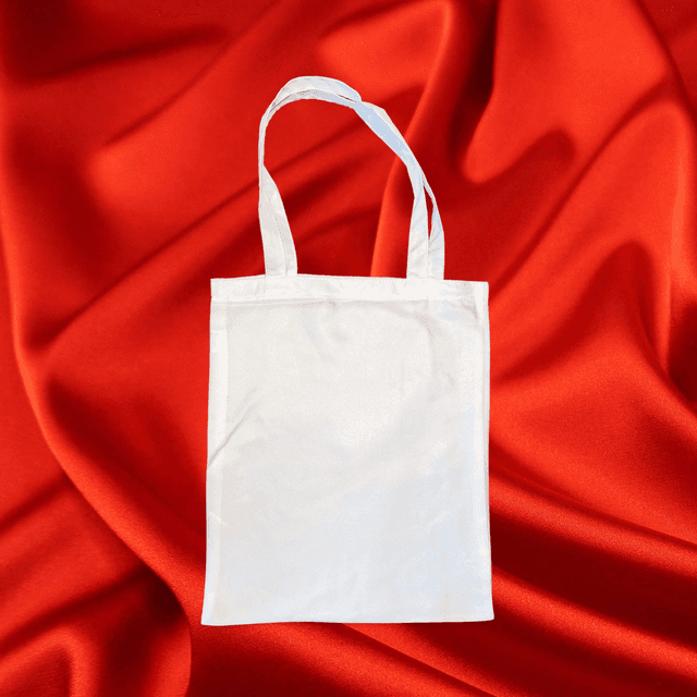 Sac shopping blanc, en tissu effet serge format 35 x 41 cm